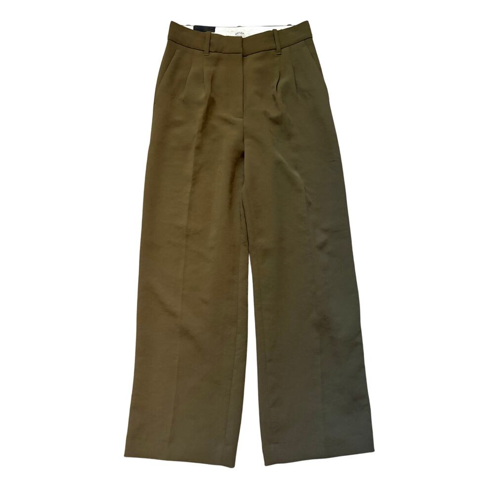 *NWT Aritzia The Effortless Pants Crepette Olive Green Size 6 Short Wide Leg - Picture 2 of 10
